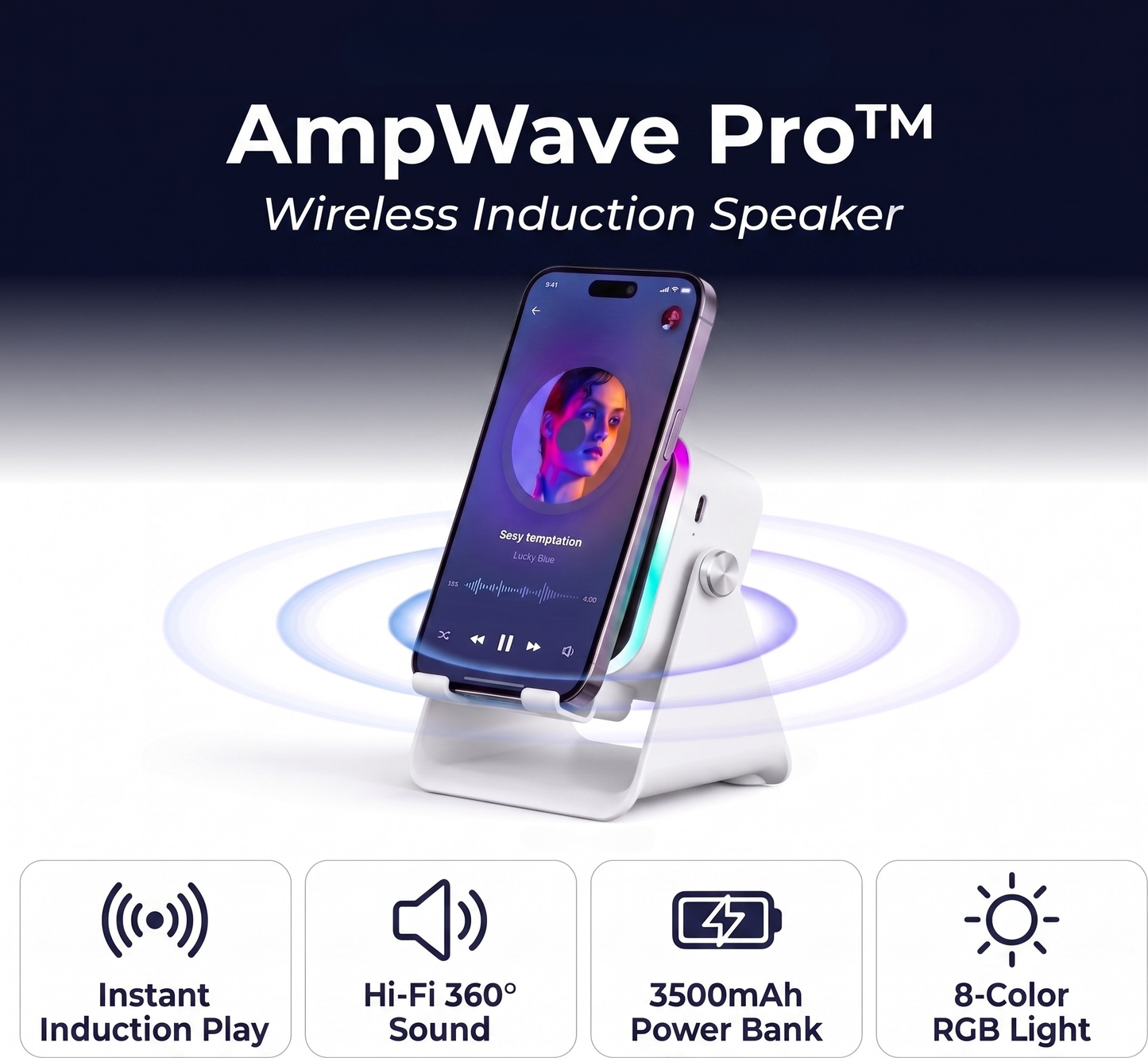 AmpWave Pro™ Wireless Induction Speaker